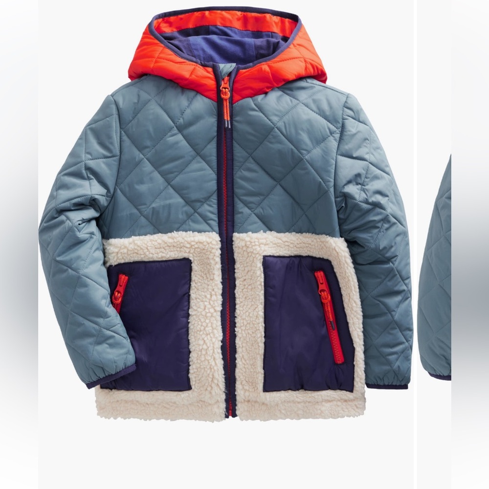 Mini Boden Kids' High Pile Fleece Jacket, Puddle Blue, 3-4.
